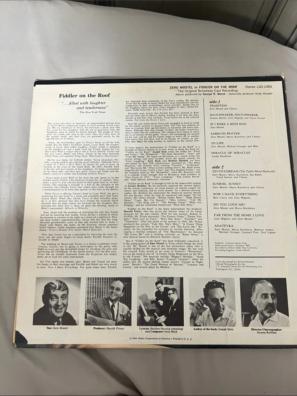 RCA Fiddler on the Roof Original Cast Recording - Black Cover
